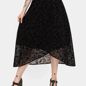 Faustina Beflockt Chiffon Stehkragen Wickel Midaxi Rock
