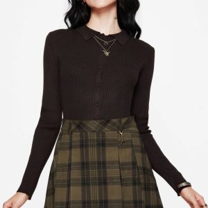 Cecily Prüfen Plissiert Mini Rock Mit Frosch Anhänger