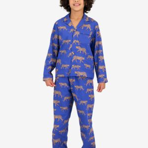Boys' Long Pyjamas Set - Blue Cheetah