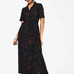 Phoenix Dragon Bedruckt Wickel Midaxi Hemd Kleid