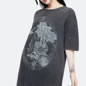 Wicked Toile Dropped Schulter Baumwolle T-Shirt Kleid