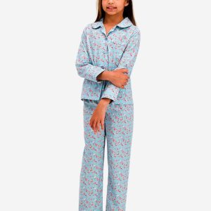 Girls' Long Pyjamas Set - Flamingo Blue