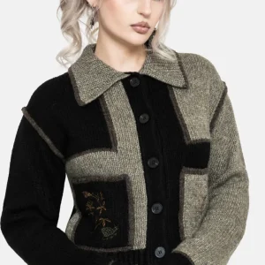 Polly Mit Kragen Flicken Bestickt Gestrickt Cardigan