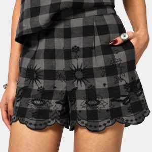 Ashwing Check Broderie Scalloped Short