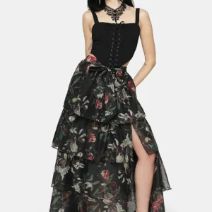 Anara Fruit Print Tiered Skirt