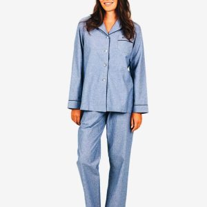 Women's Long Pyjamas Set - Chambray Indigo