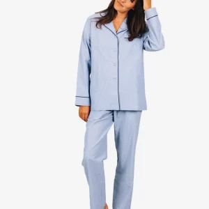 Women's Long Pyjamas Set - Denim Light Blue
