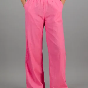 Women's pink linen trousers