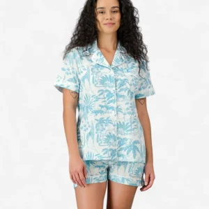 Women's short pyjamas - Mono Safari Blue